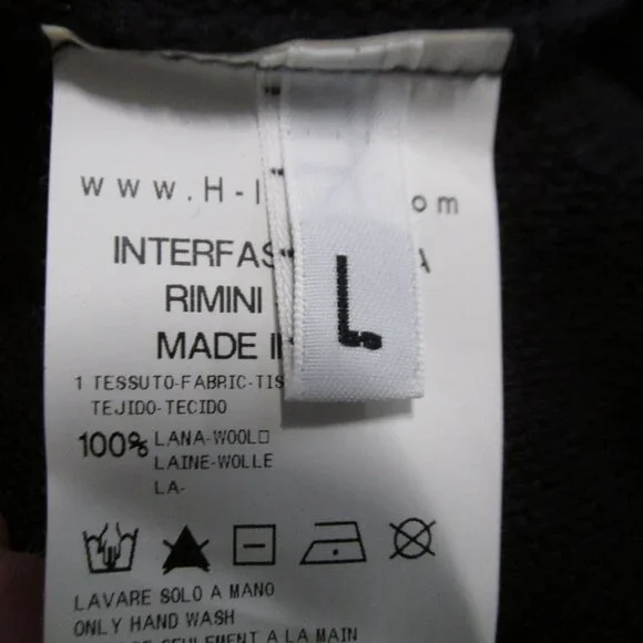 HIGH Womens S Navy Blue Wool Turtleneck Short Sweater Long Sleeve Lightweight - Picture 13 of 16